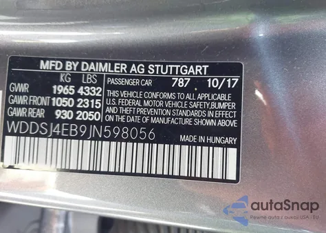 2018 Mercedes-Benz Cla 250 z USA, uszkodzony, nr VIN WDDSJ4EB9JN598056